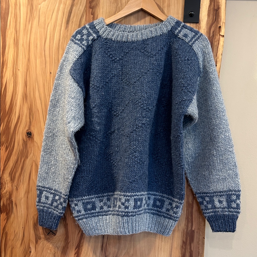 Vintage Two-Tone Blue Wool Sweater